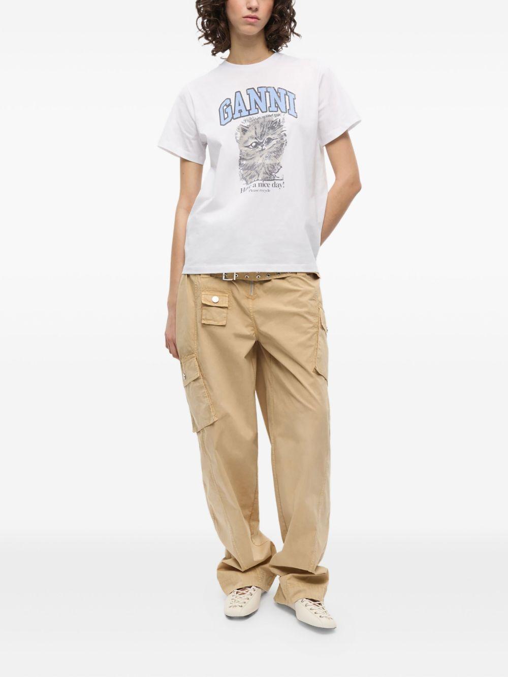 White Relaxed Jersey Kitty T-shirt T4272 151 BRIGHT WHITE GANNI 