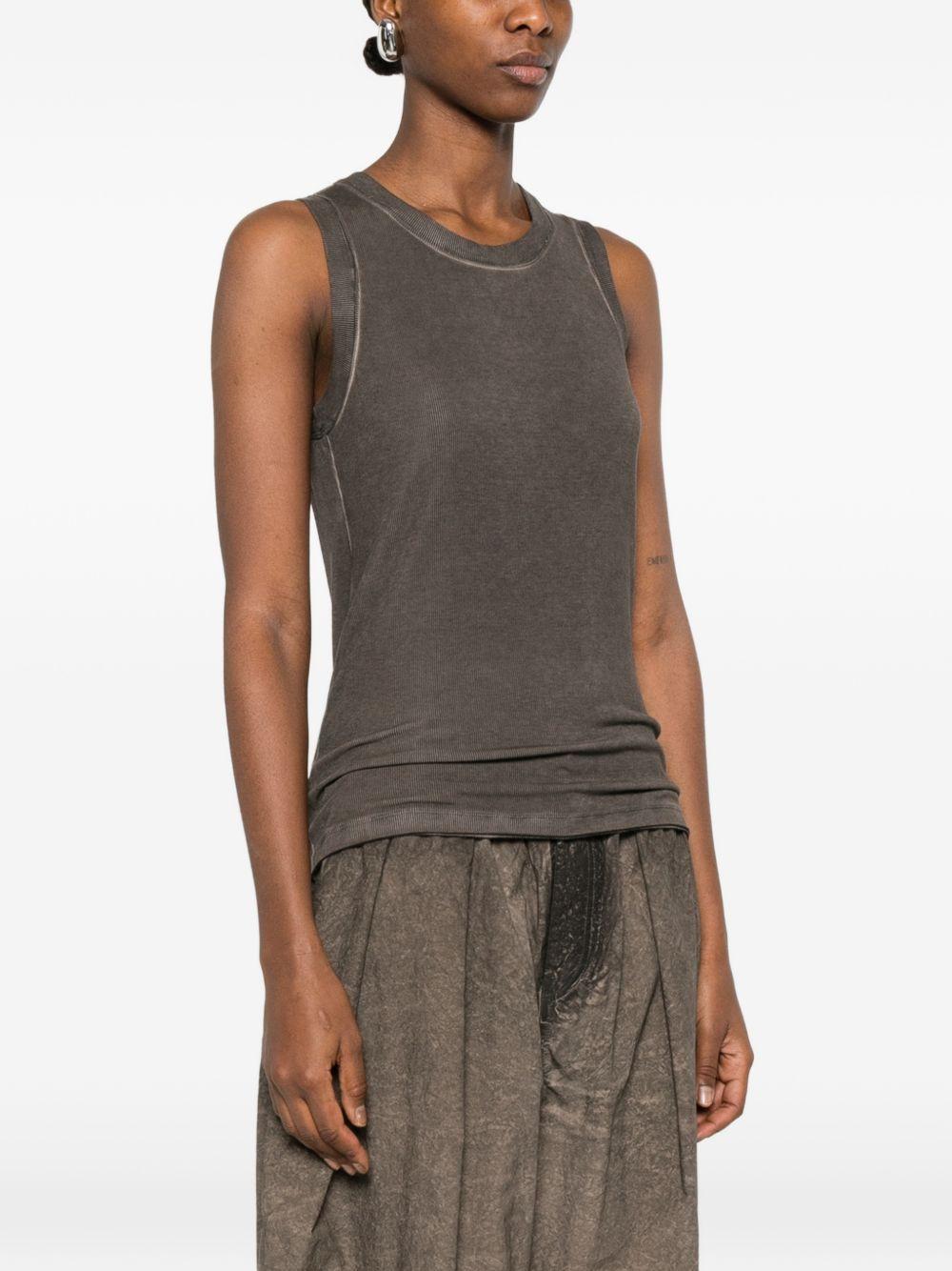 Ti Ribbed Tank Top UP1030 UW860 GREY BROWN UMA WANG 