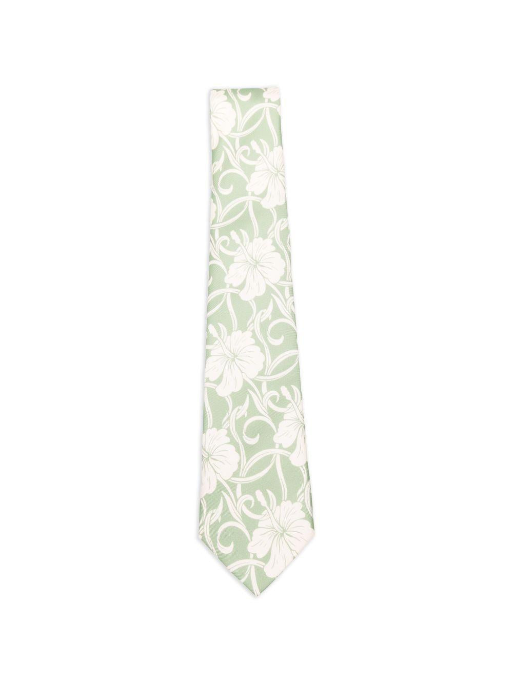 Cravate Hibiscus Monogramme KTI002SE028 LIGHT GREEN DROLE DE MONSIEUR 