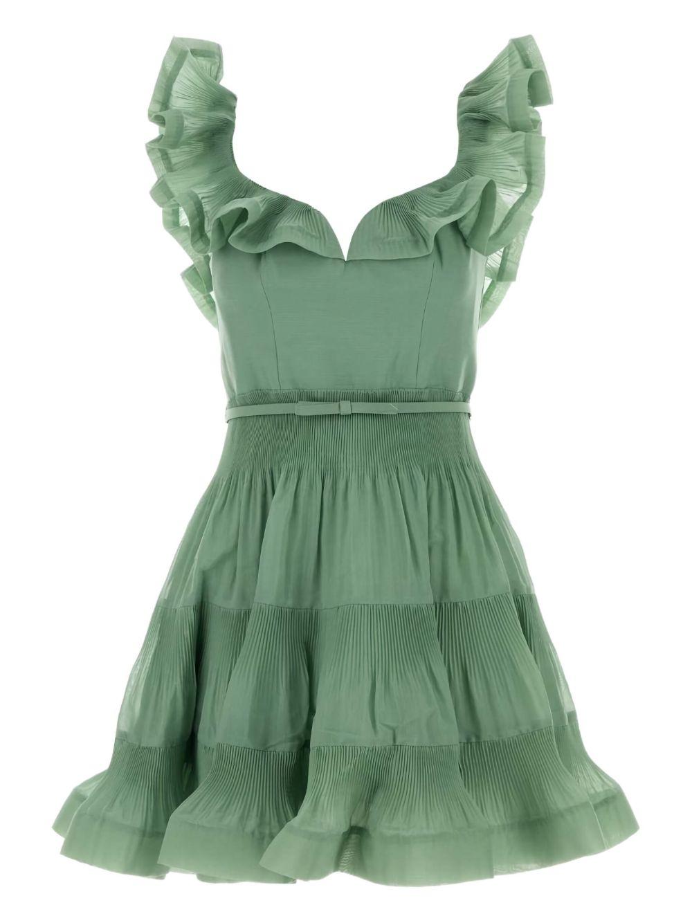 Pleated Frill Mini Dress 2479DF25R EUCALYPTUS ZIMMERMANN 