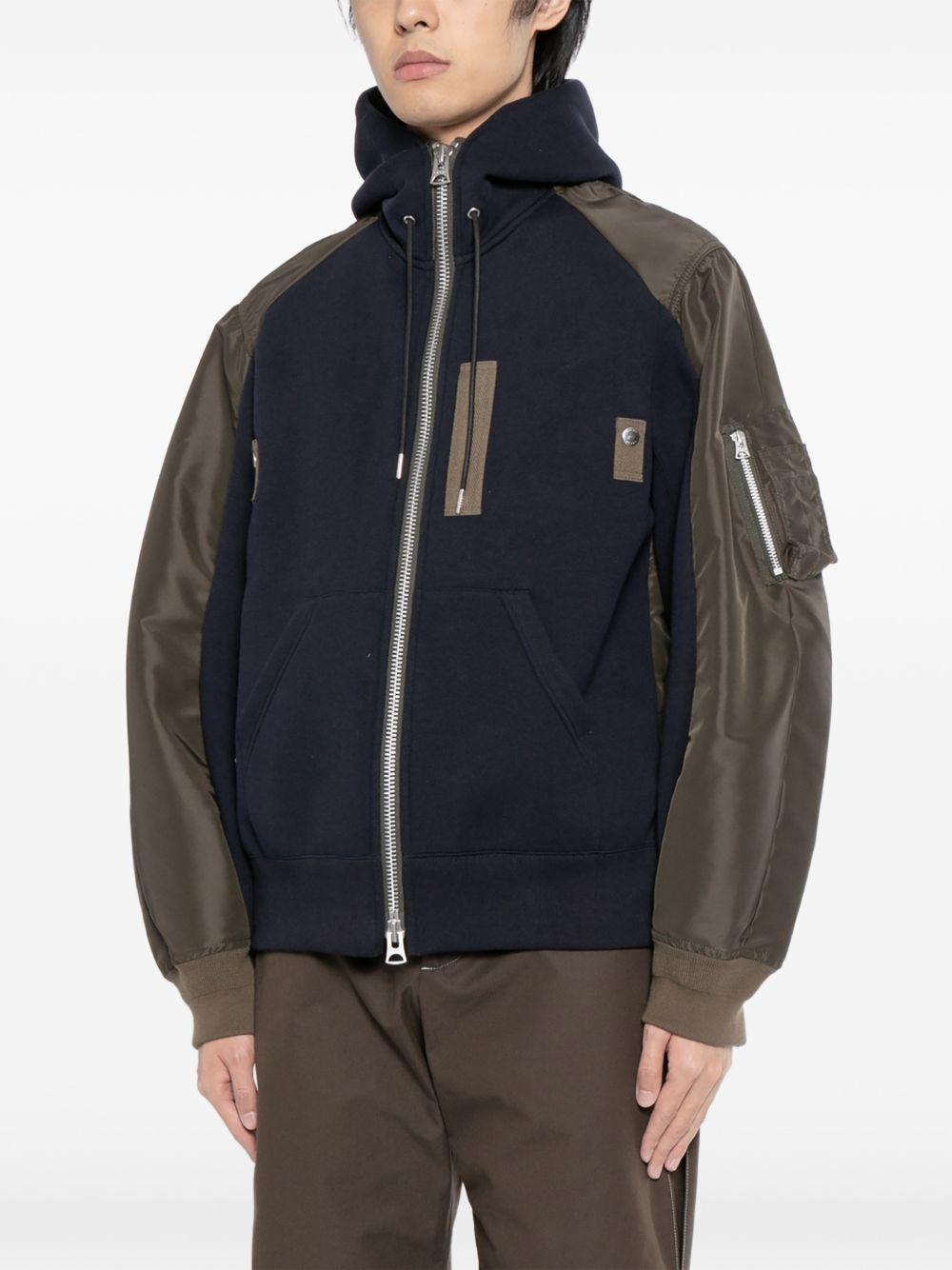 Navy & Khaki Sponge Sweat Hoodie 2603948M 233 NAVY KHAKI SACAI 