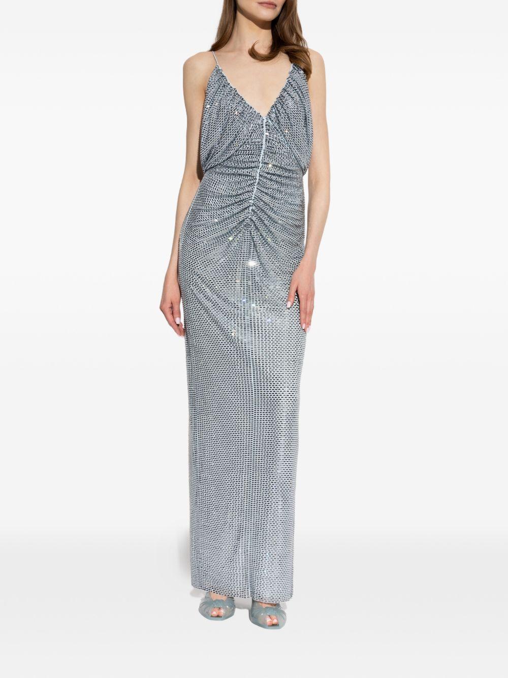 Maxi Abito In Mesh Con Cristalli SS26161XABL BLUE SELF-PORTRAIT 