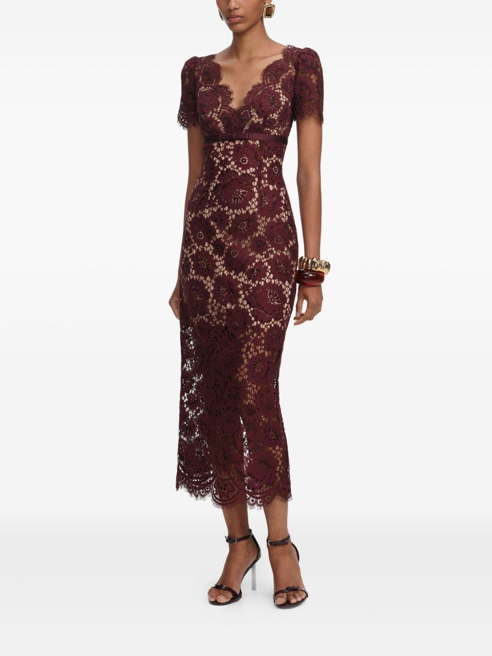 Burgundy Floral Lace Midi Dress AW25096MBU BURGUNDY SELF-PORTRAIT 