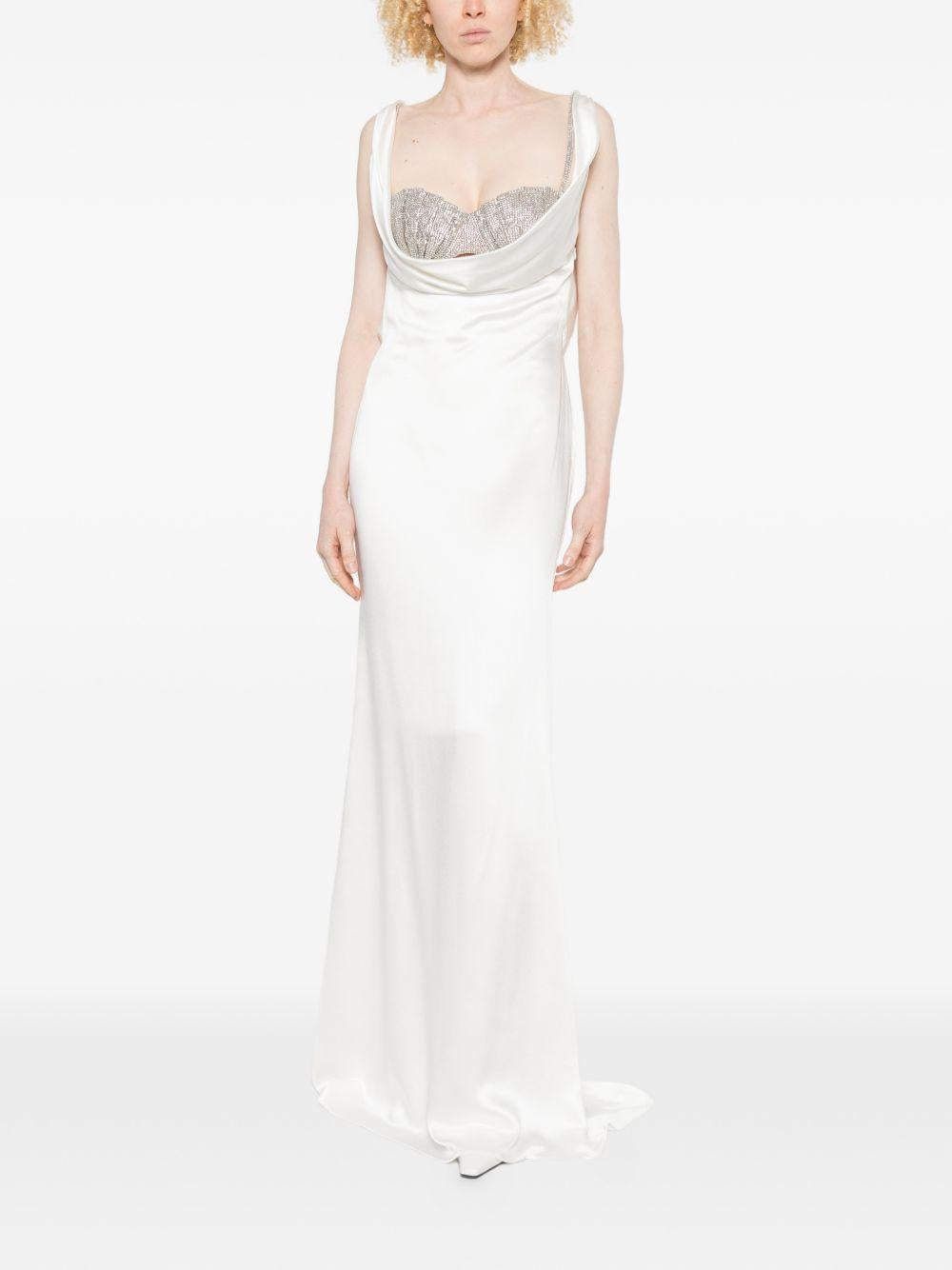 Long Dress con Drappo 06PSDR519YC16314 01 OFF WHITE GIUSEPPE DI MORABITO 
