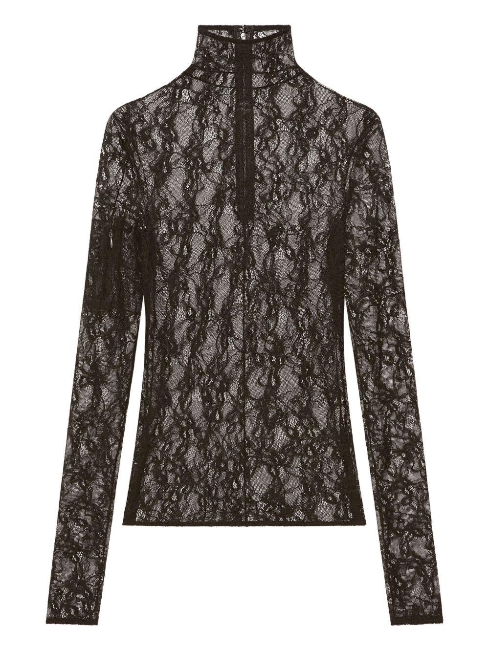 Lace Mockneck Top 325CTO444PA0132 9999 BLACK COURREGES 