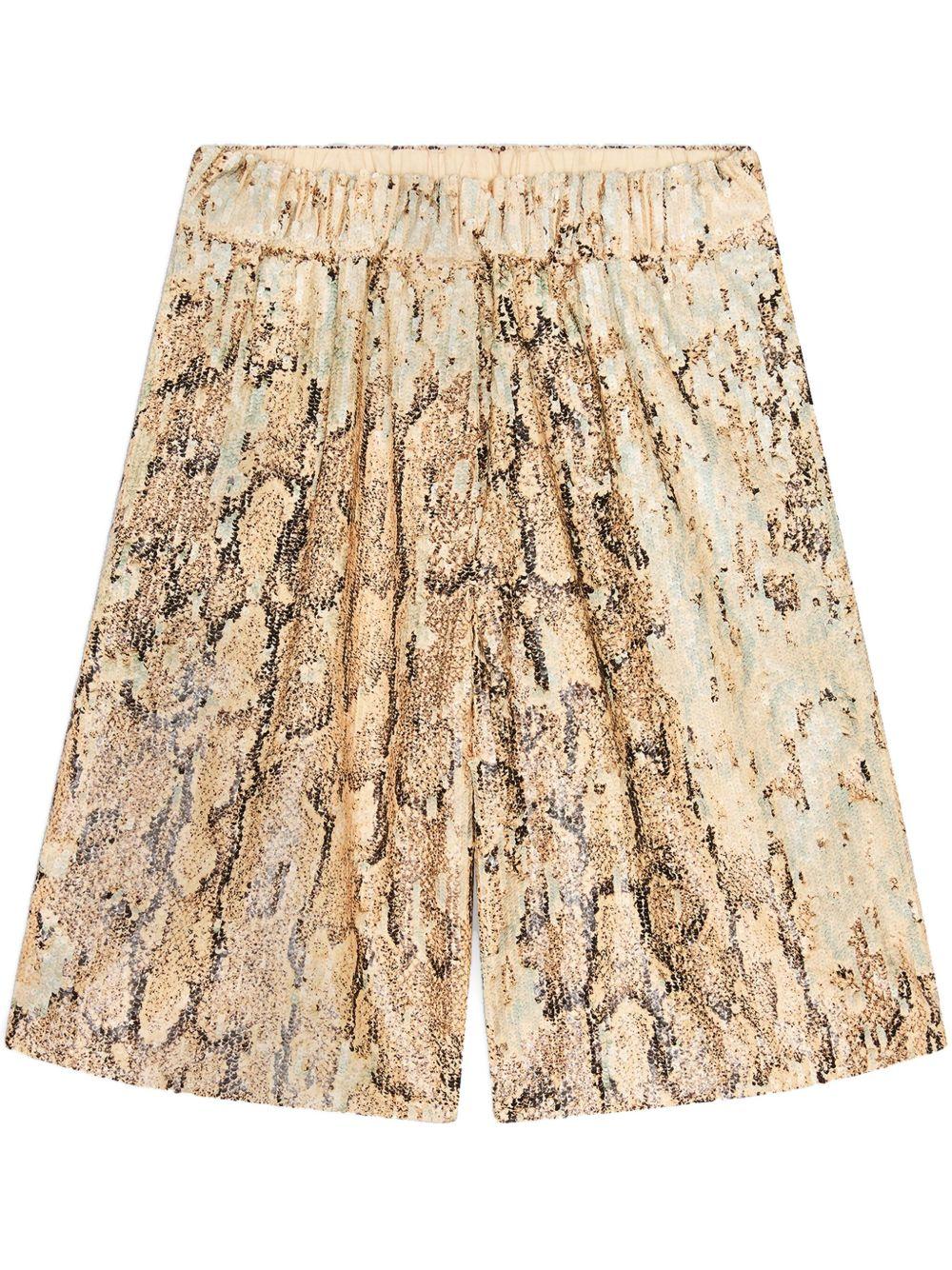 Shorts in cotone con paillettes.<BR/> 2510109421483 103 BEIGE DRIES VAN NOTEN 