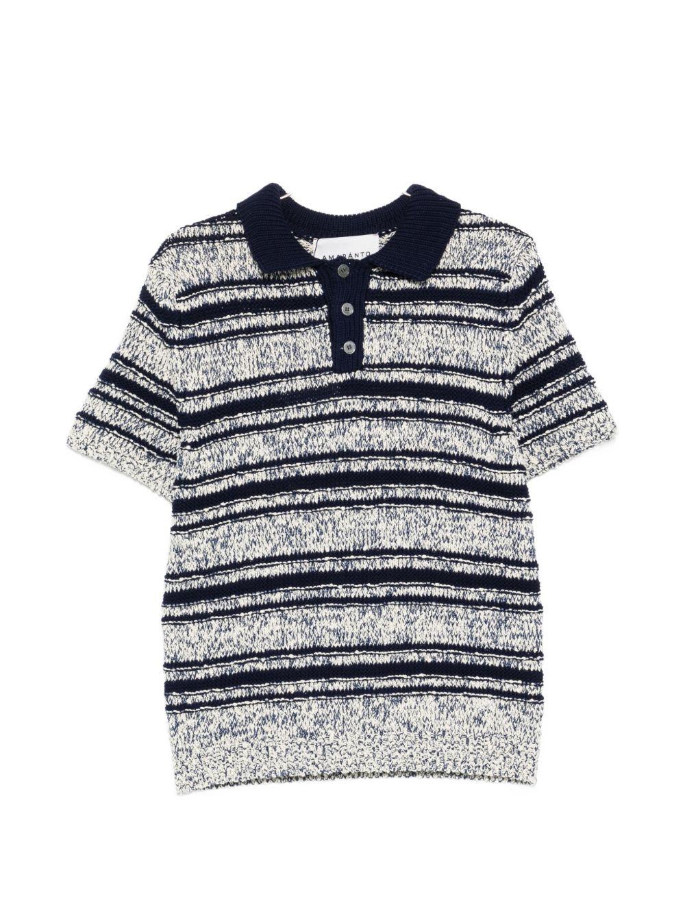Polo in maglia mouliné a righe B9AB0045 436 NAVY AMARANTO 