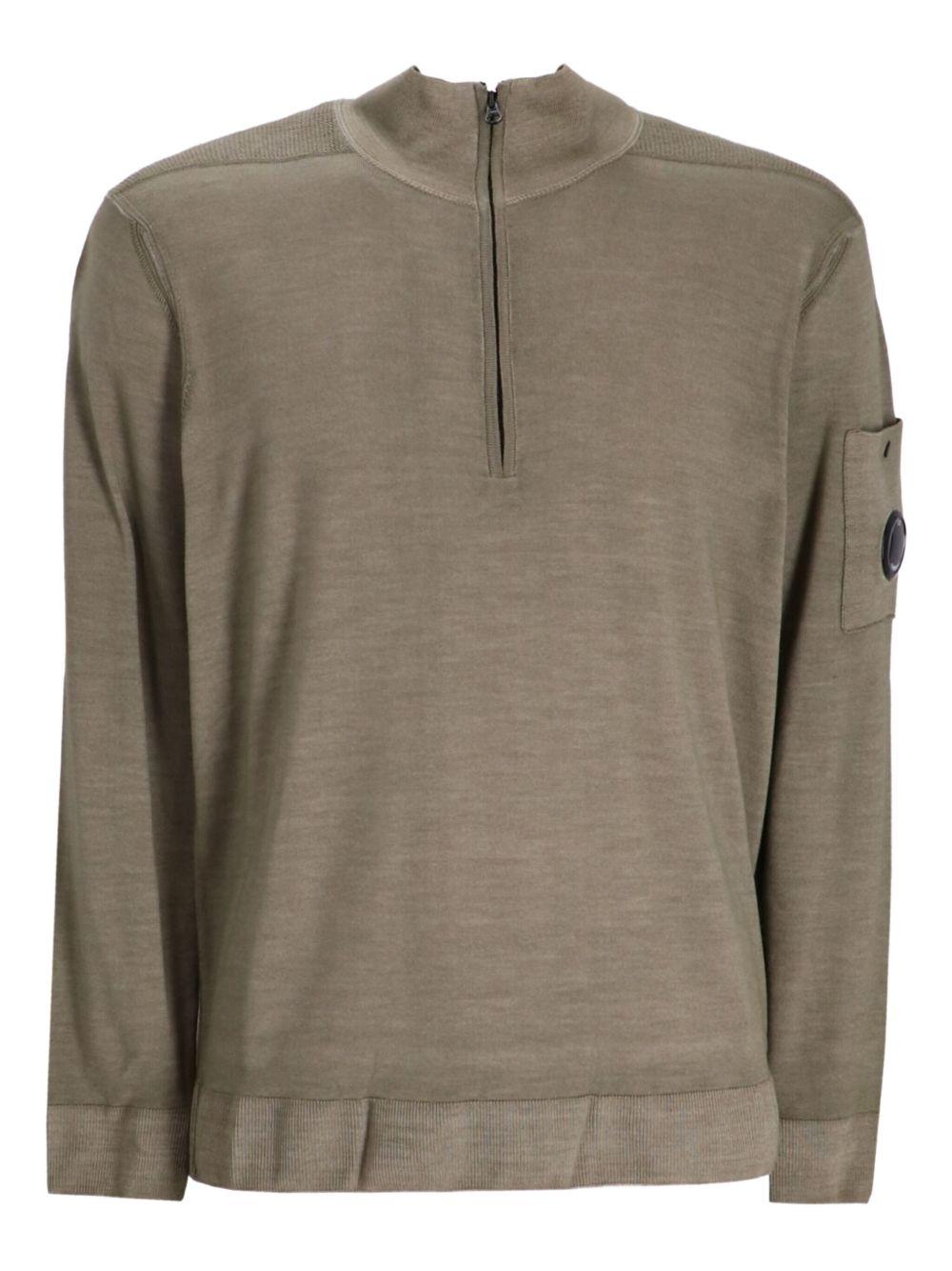 Merino Wool Half Zip Sweater 19CMKN025A003247F 356 FALLEN ROCK CP COMPANY 