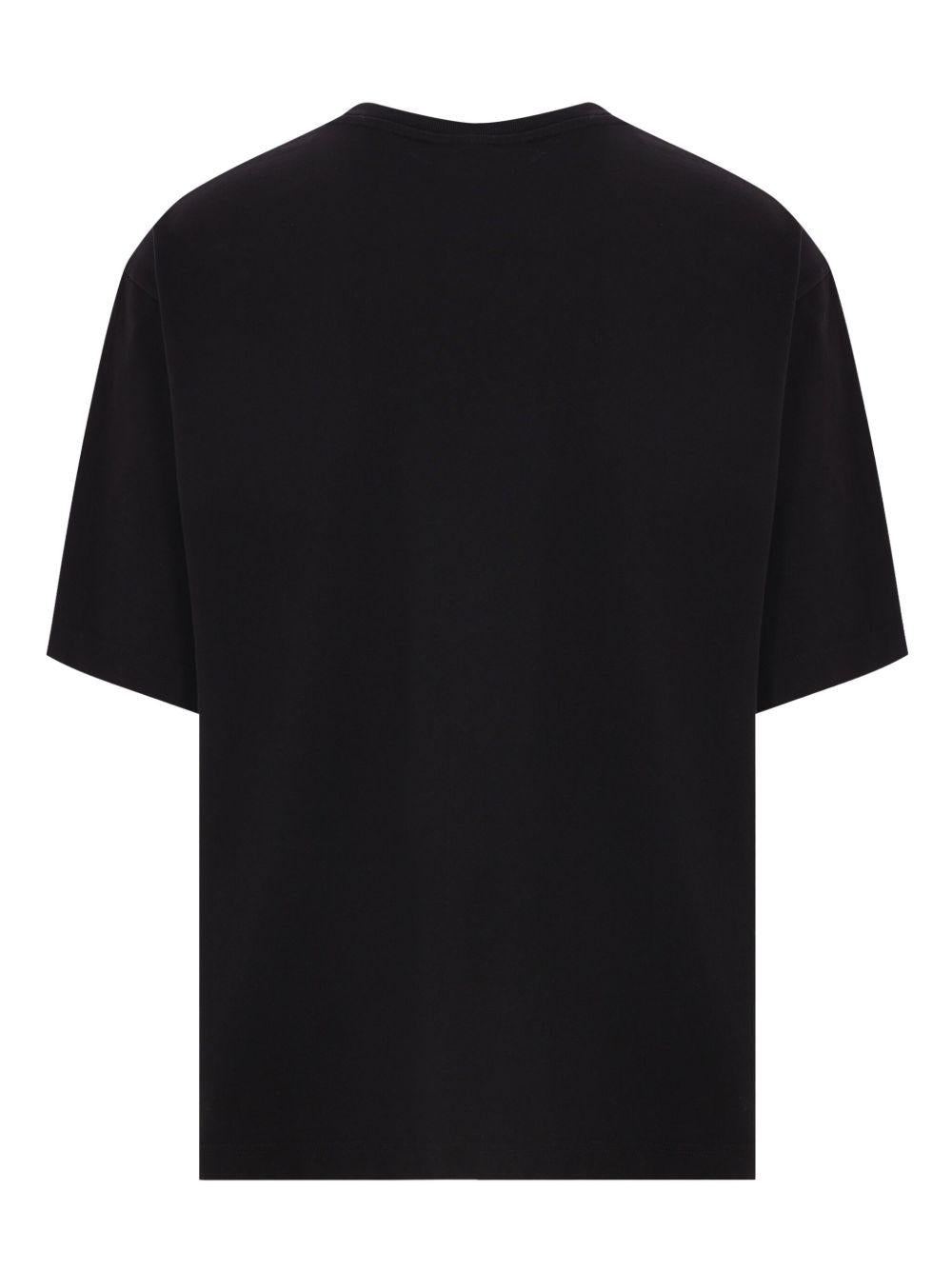 Logo-embroidered t-shirt<BR/> OM00122KJ0119 P199 BLACK MAISON KITSUNE 