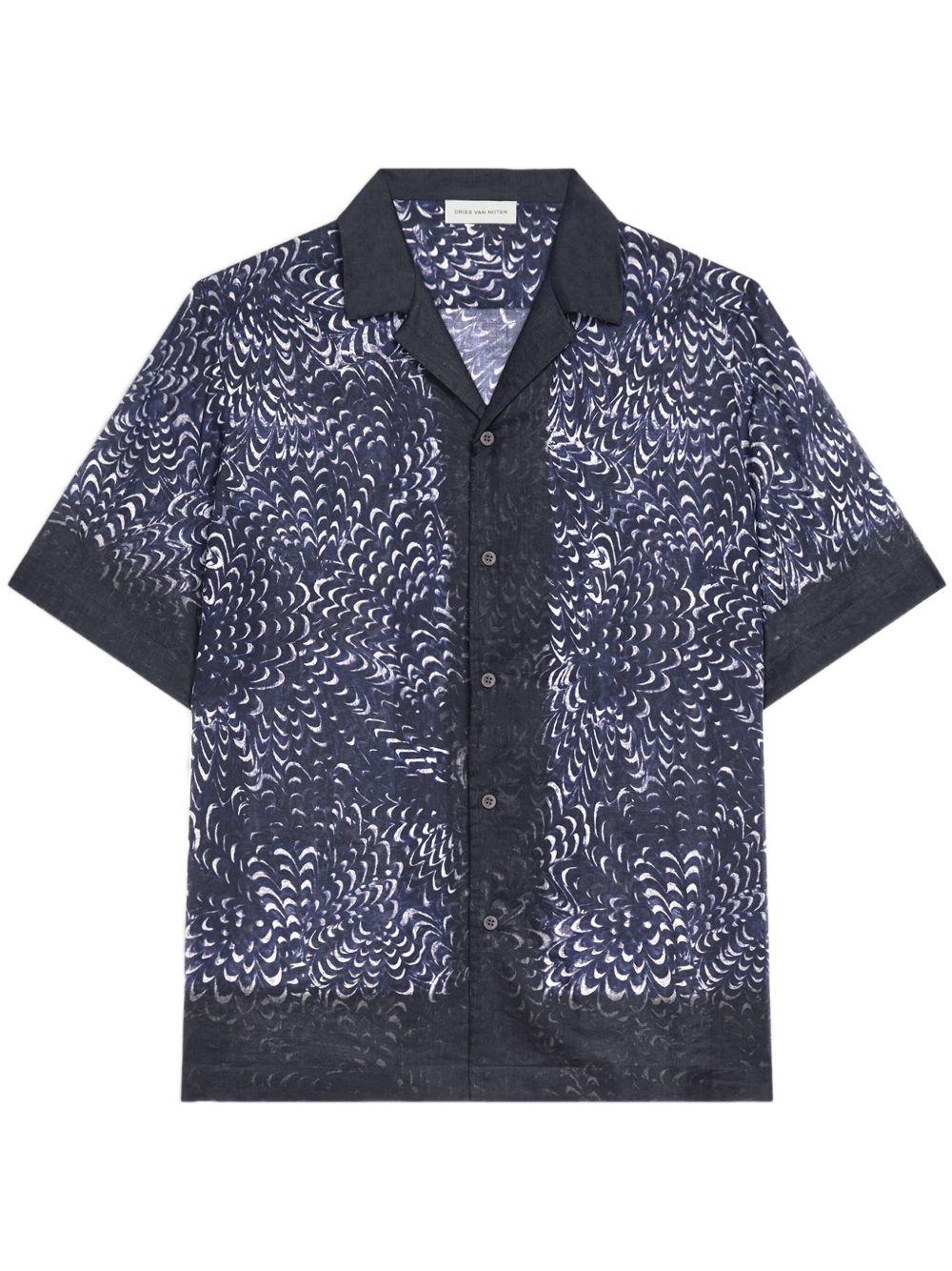 Camicia boxy in cotone 2510207421162 509 NAVY DRIES VAN NOTEN 