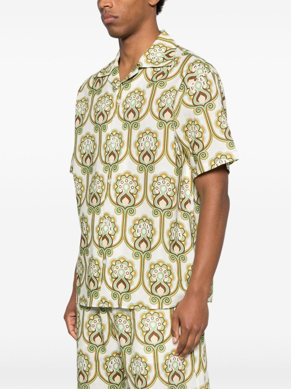 Chemise Tapisserie Florale Lin JSH228LI012 GREEN DROLE DE MONSIEUR 