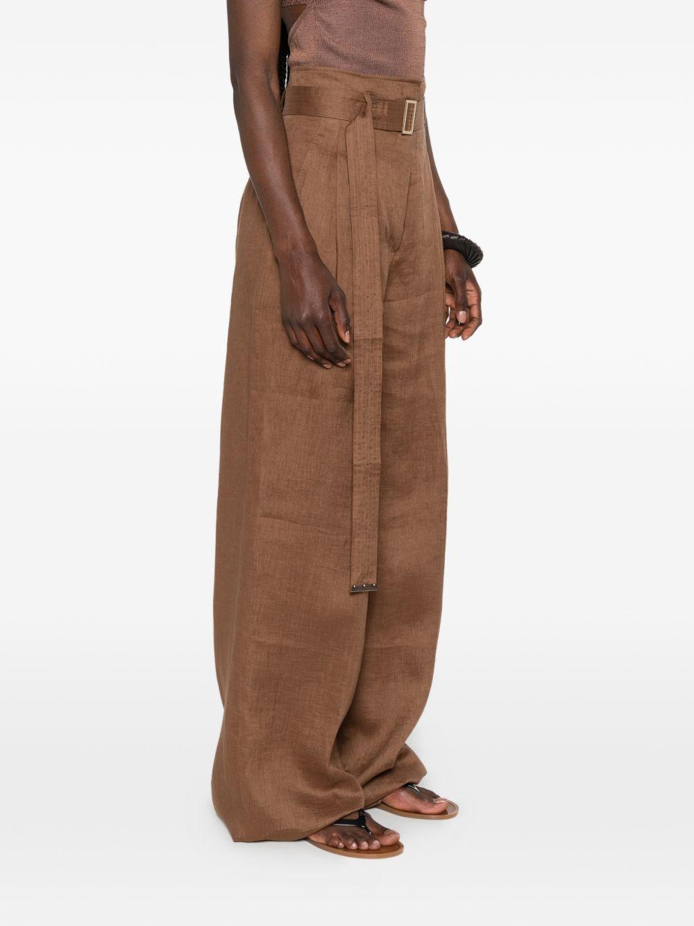 Pantaloni in puro lino MSTMATERIA 038 ARGILLA MAX MARA STUDIO 