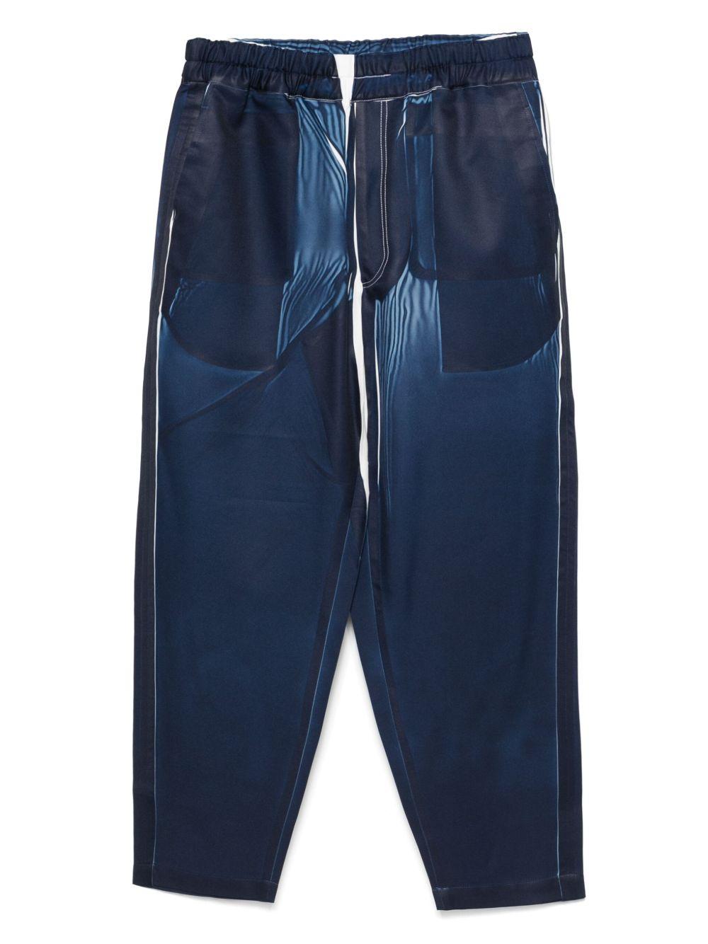 Men's Elasticated Waist Overprint Trouser - Blue FOP504S25 1 NAVY COMME DES GARCONS SHIRT 