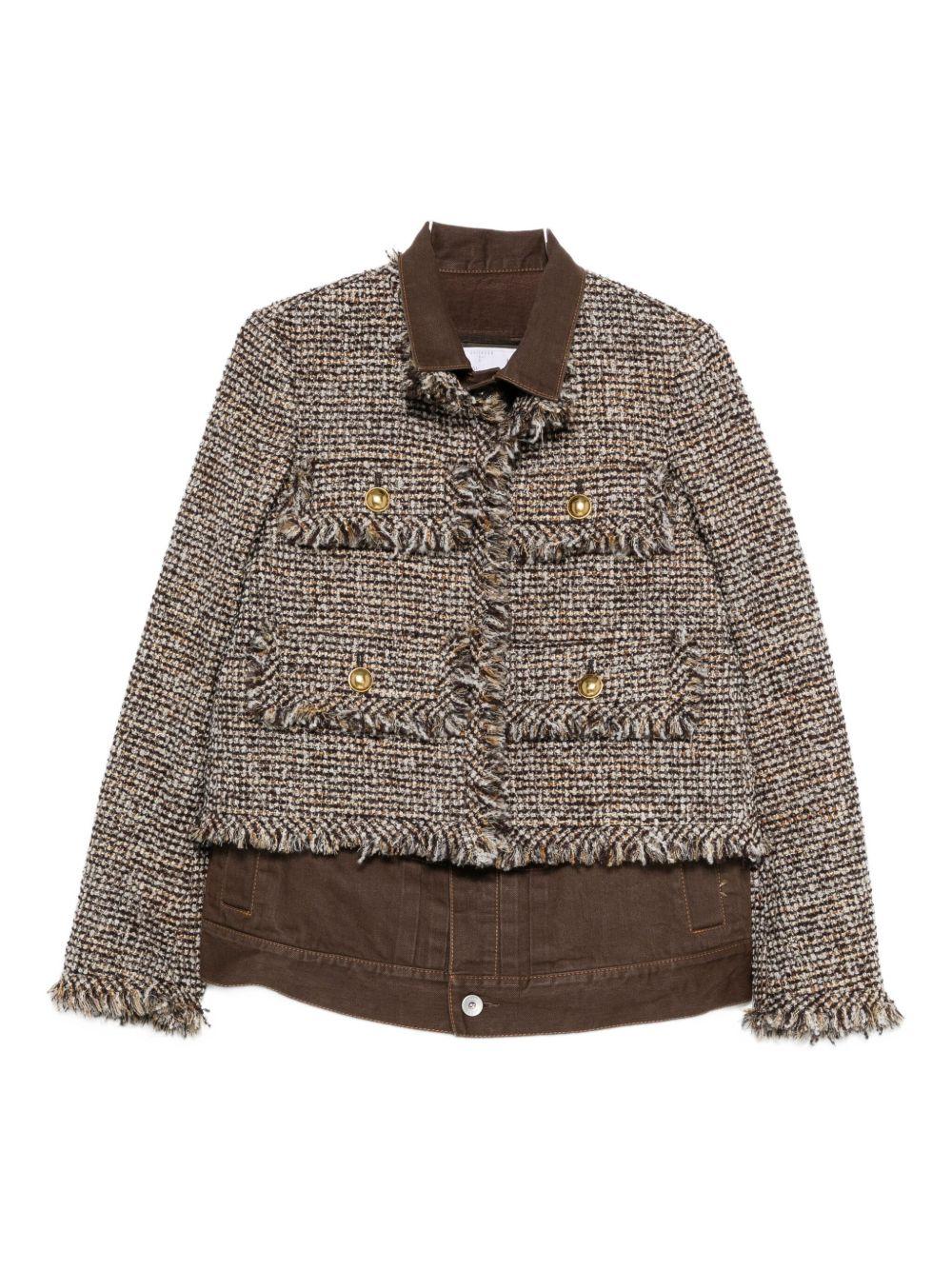 Tweed Denim Jacket 2508073 601 BROWN SACAI 