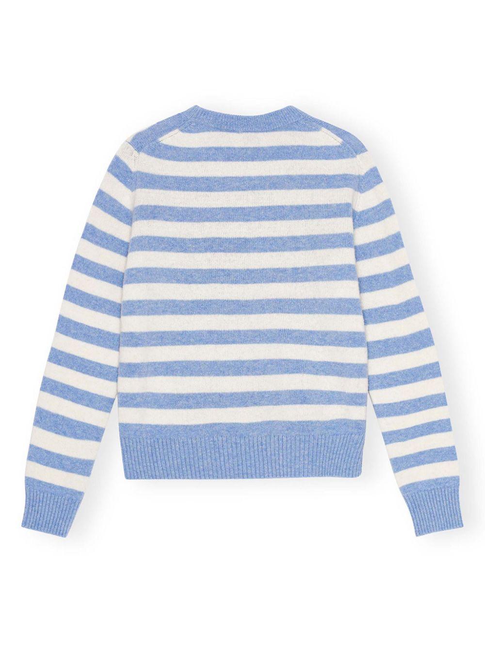 Blue Striped Graphic Cat Jumper K2369 628 ILLUSION BLUE GANNI 