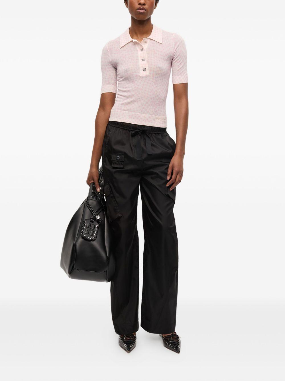 Pink Sheer Cotton Printed Polo Shirt K2491 038 BLEACHED MUAVE GANNI 