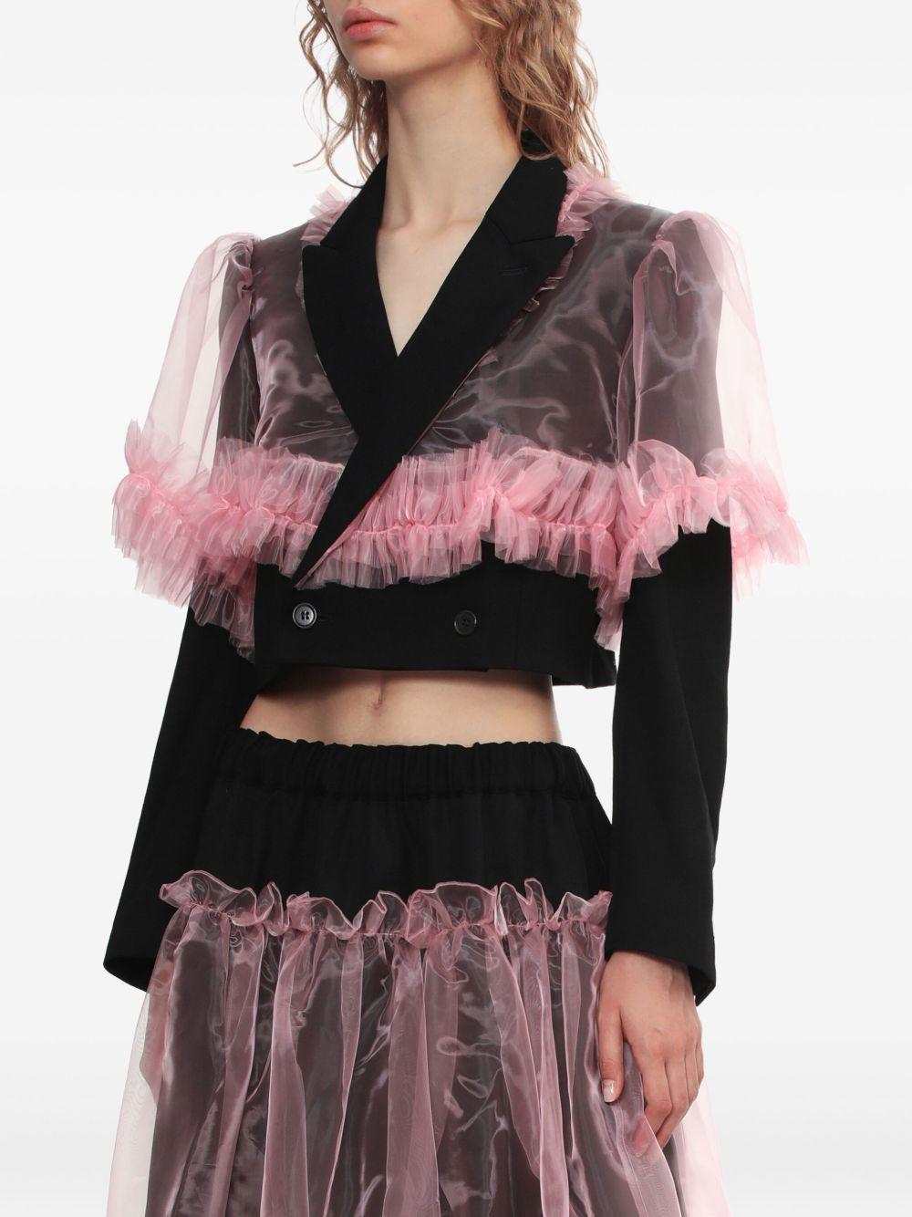 Tulle overlay cropped blazer - Pink/Black 3PJ003051 BLACK PINK NOIR KEI NINOMIYA 