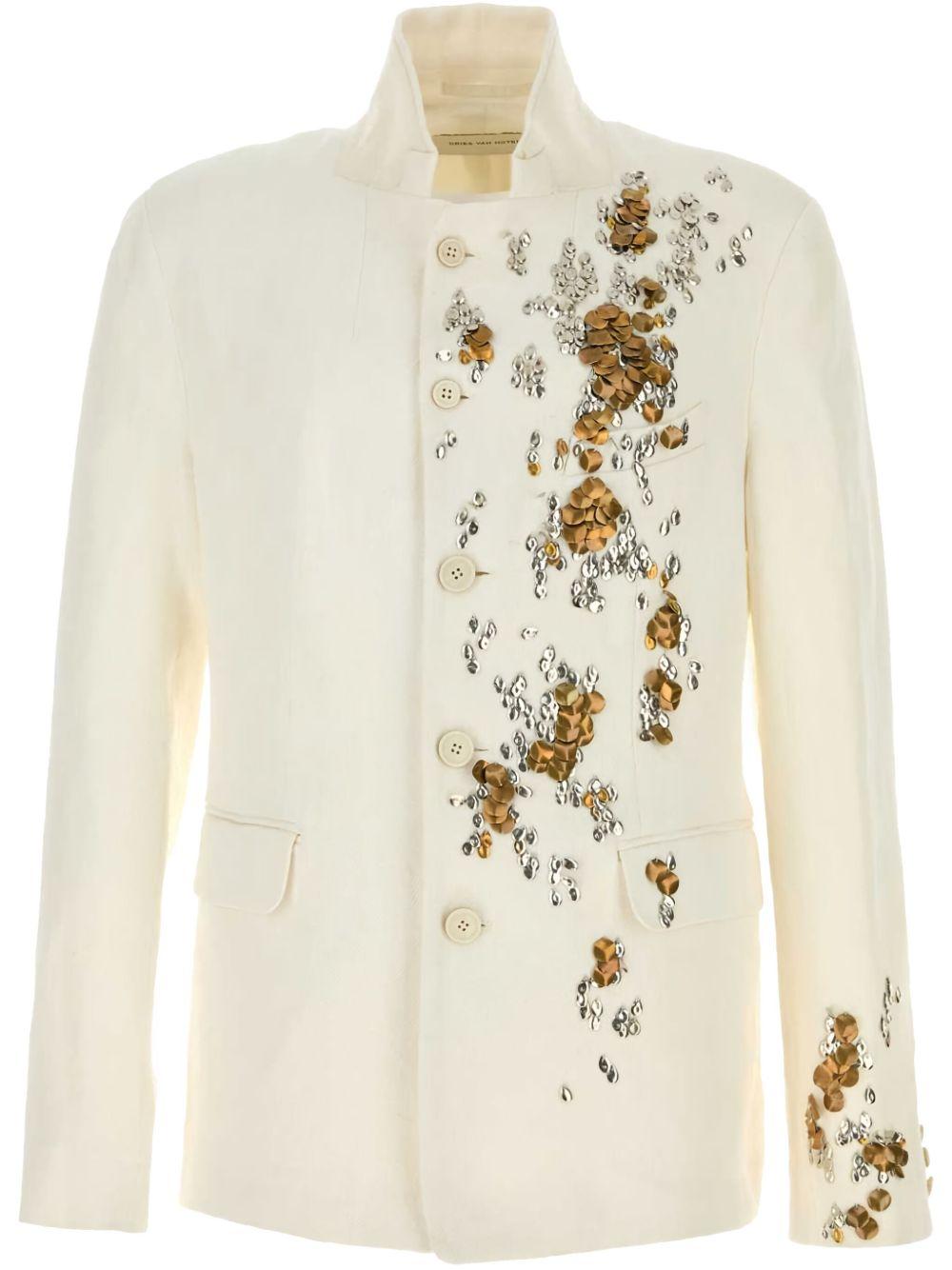 Giacca Bates in lino bianco 2510204371537 1 WHITE DRIES VAN NOTEN 