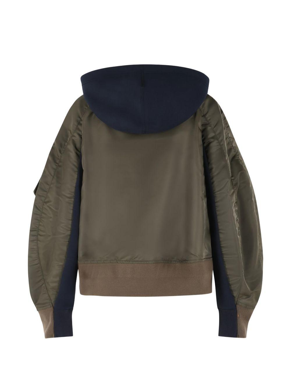 Navy & Khaki Sponge Sweat Hoodie<BR/> 2608343 233 NAVY KHAKI SACAI 