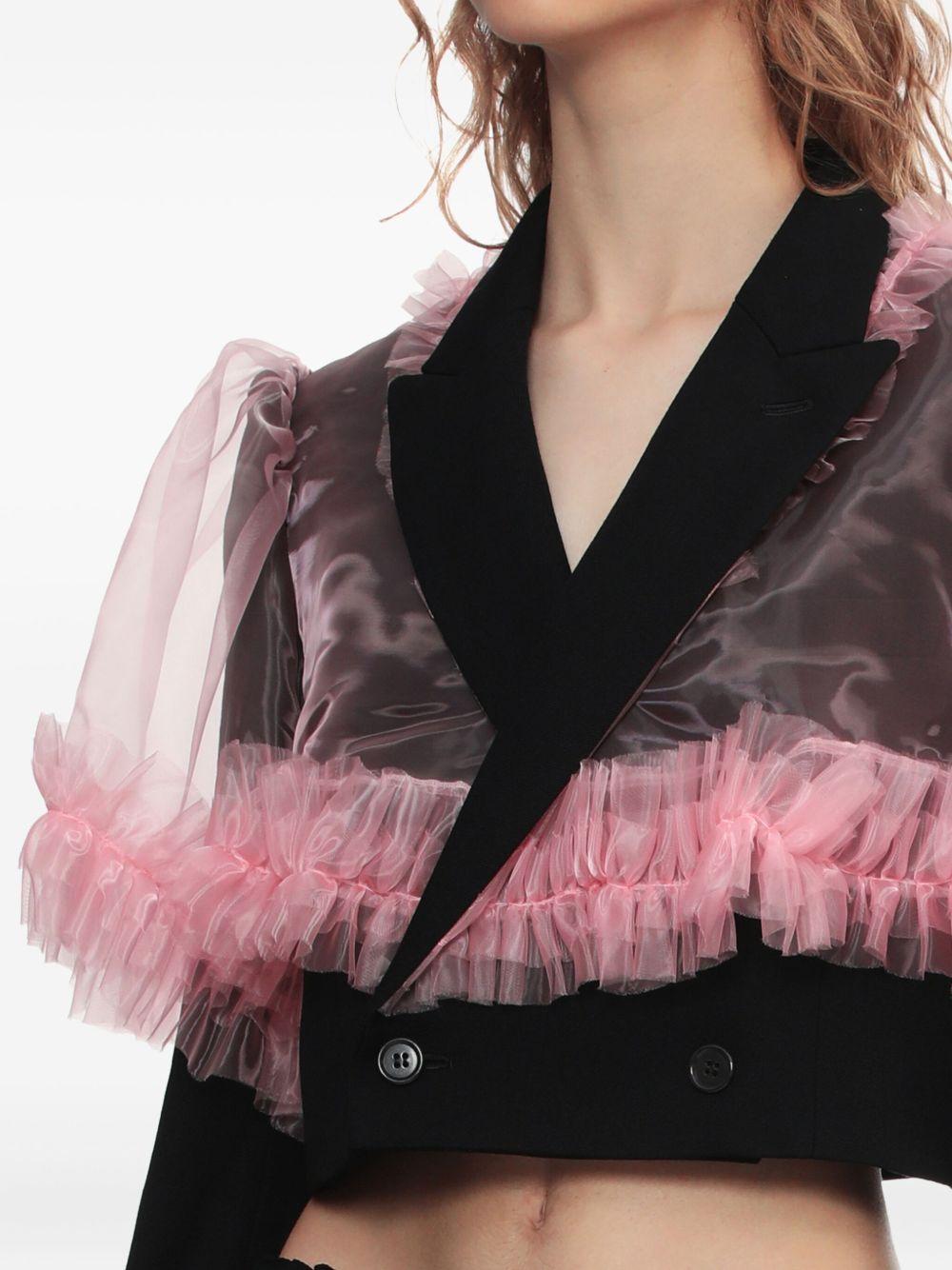 Tulle overlay cropped blazer - Pink/Black 3PJ003051 BLACK PINK NOIR KEI NINOMIYA 