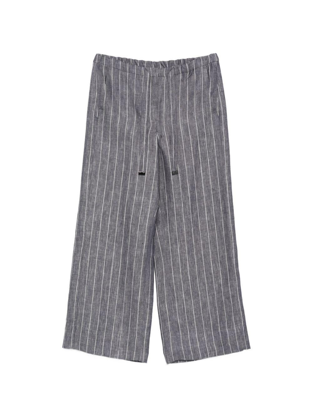 Pantalone in lino gessato effetto denim blu marino SMMCRESTA 001 DARK BLUE S MAX MARA 