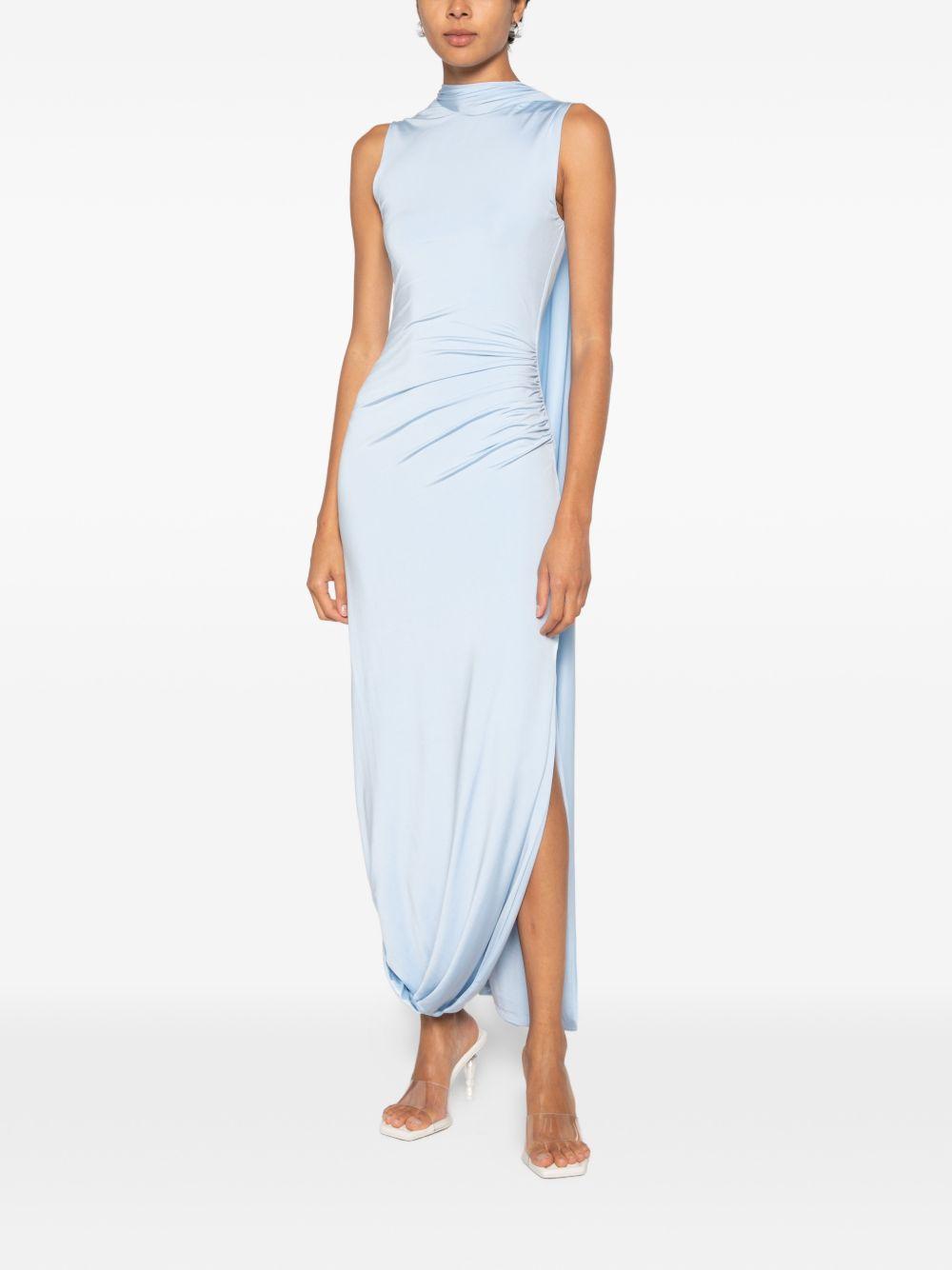 Abito lungo drappeggiato in jersey PF26054XABL BLUE SELF-PORTRAIT 