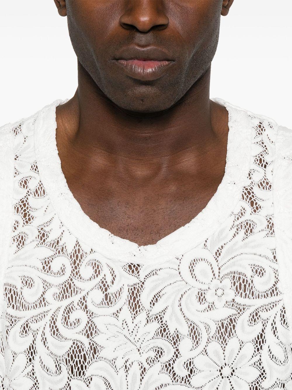 White Raschel Lace Tank Top POT035 2 WHITE COMME DES GARCONS HOMME PLUS 