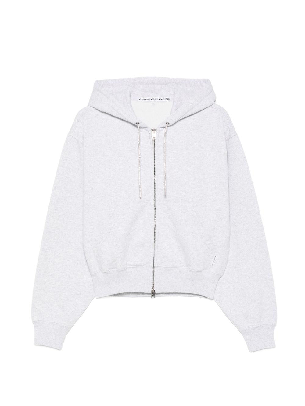 Cotton Terry Crystal Hoodie 1CC2262779 050 LIGHT HEATHER GRAY ALEXANDER WANG 