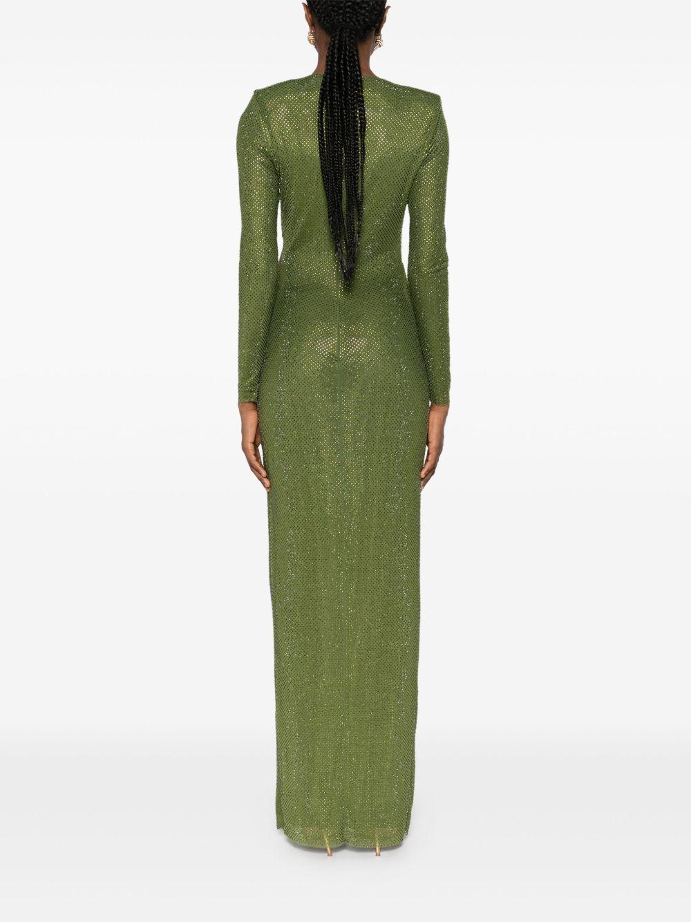 Abito Maxi Verde Oliva con Strass e Cut-Out SC25004XG GREEN SELF-PORTRAIT 