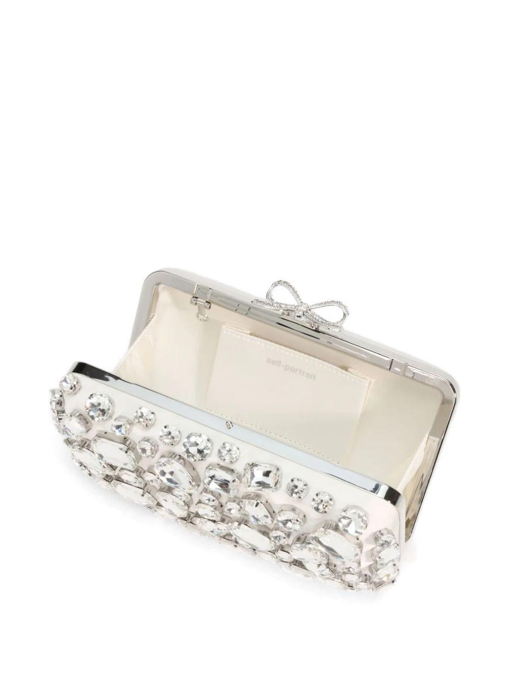 Cream Satin Crystal Clutch Bag SS26305C CREAM SELF-PORTRAIT 