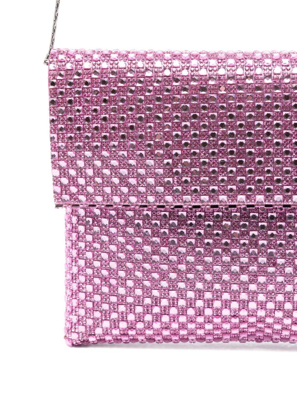 Pochette compatta caratterizzata da un rivestimento integrale in strass e finitura metallica. BAG0006462P ROSA TWENTY FOURHAITCH 