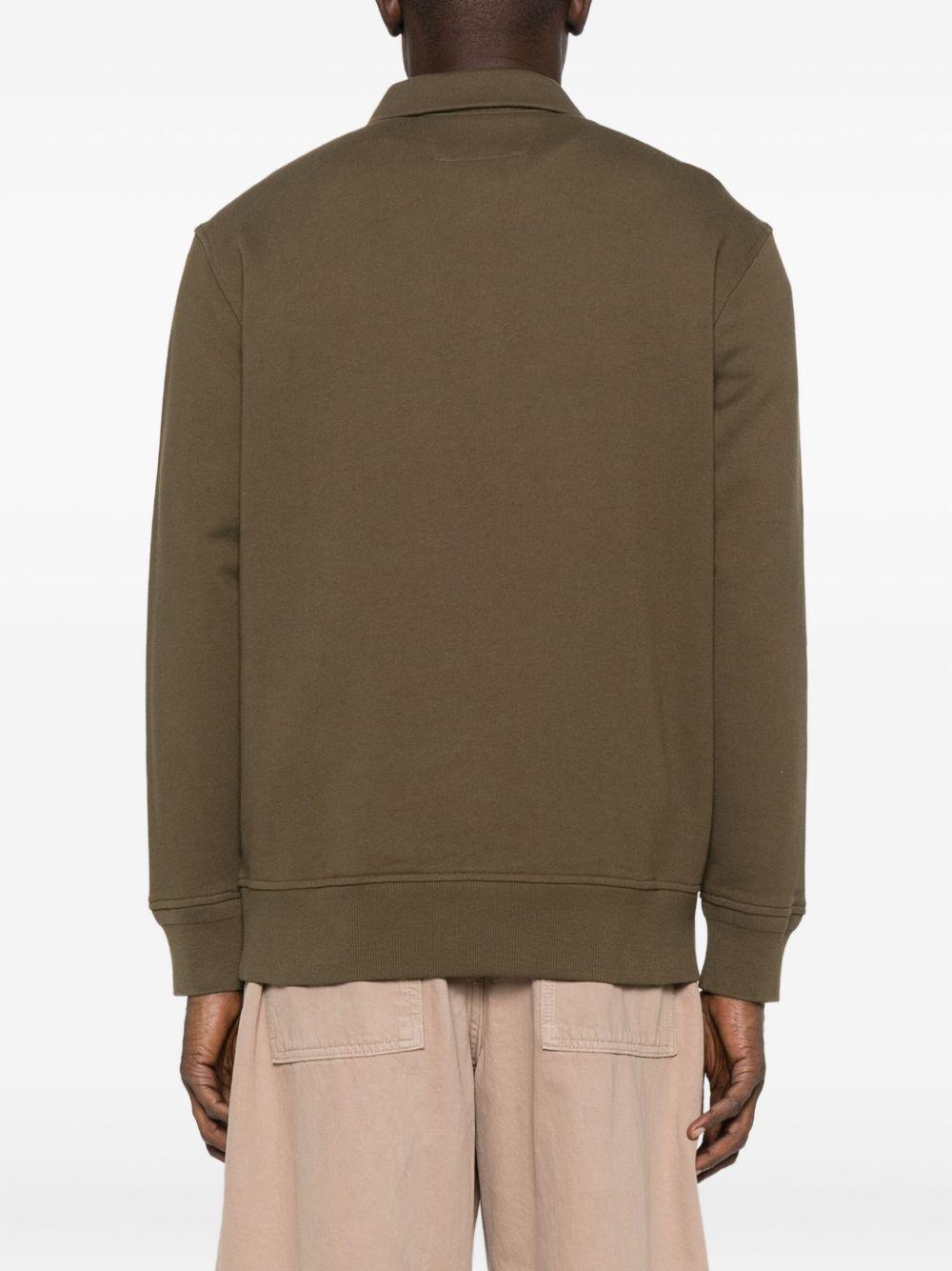 Diagonal Raised Fleece Half Zip Sweatshirt 19CMSS140A005086W 683 IVY GREEN CP COMPANY 