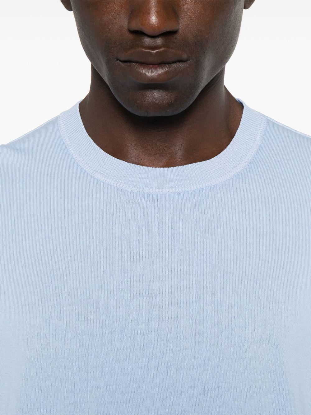 Cotton Crepe Crewneck Lens Knit 18CMKN089A006323O 814 CERULEAN CP COMPANY 