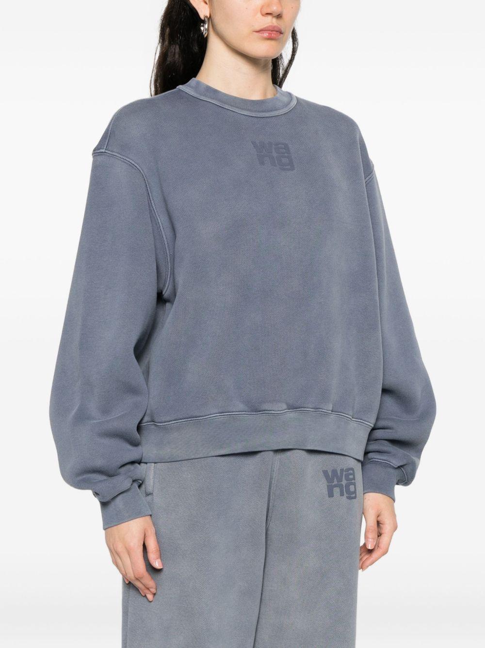Felpa con logo in rilievo<BR/> 4CC3241518 402D WASHED BLUE INK ALEXANDER WANG 