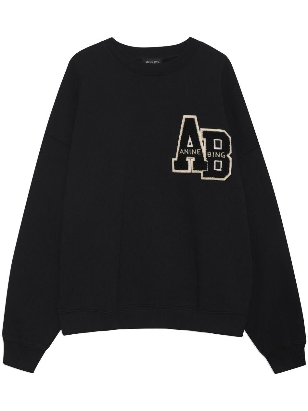 Miles Oversized Sweatshirt Letterman - Black A0810074BLK1 BLACK ANINE BING 