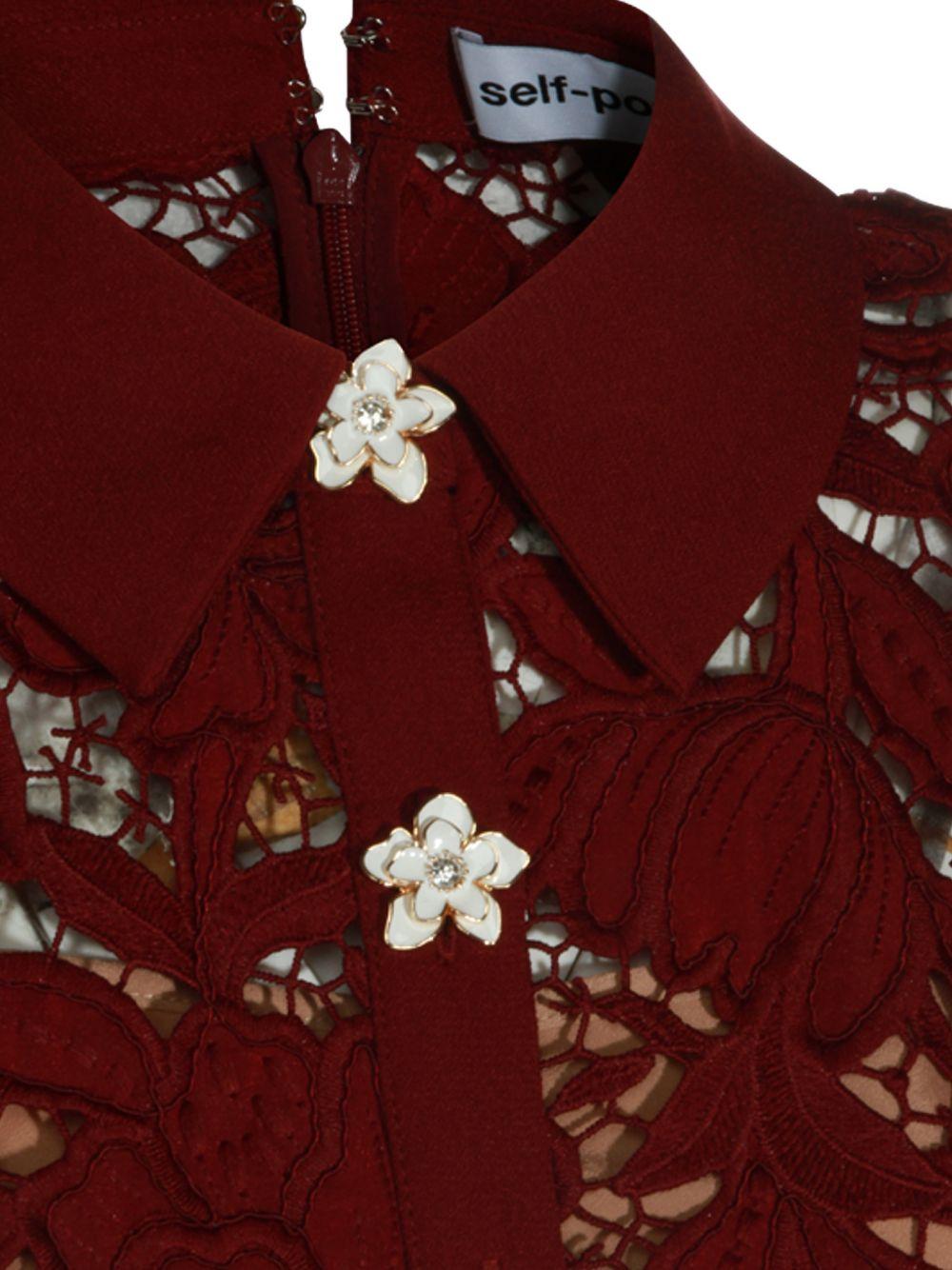 Mini abito in pizzo bordeaux PF26111SABU BURGUNDY SELF-PORTRAIT 