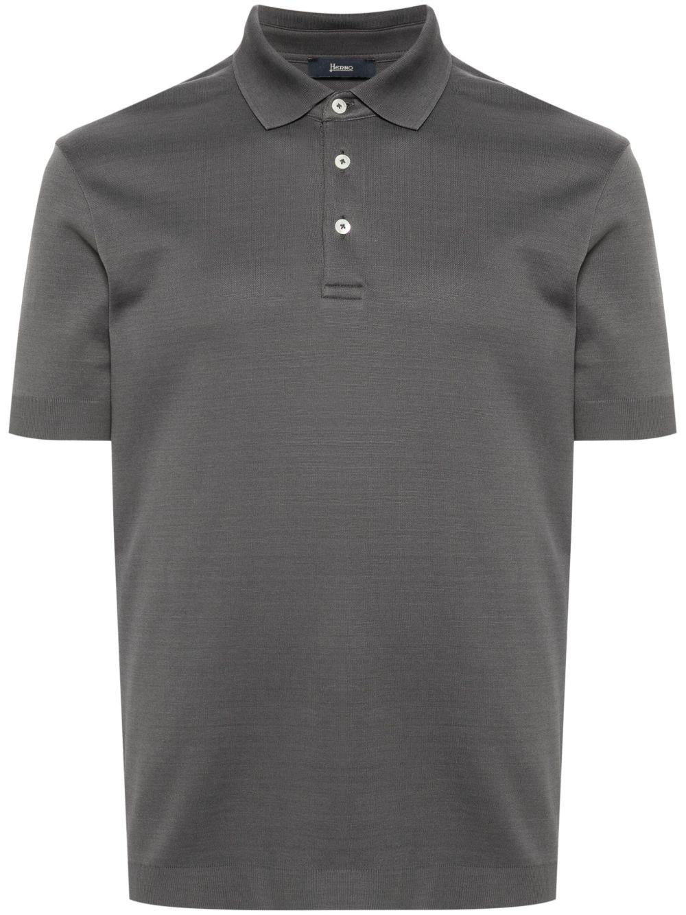 Polo in Jersey Knit Effect JPL00125U52059 9460 GRIGIO METALLO HERNO 