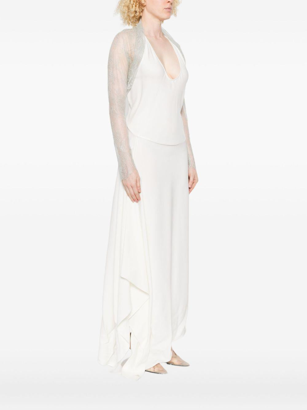 Giacca in Pizzo a Maniche Lunghe 252U33026620 0483 GHIACCIO ALBERTA FERRETTI 