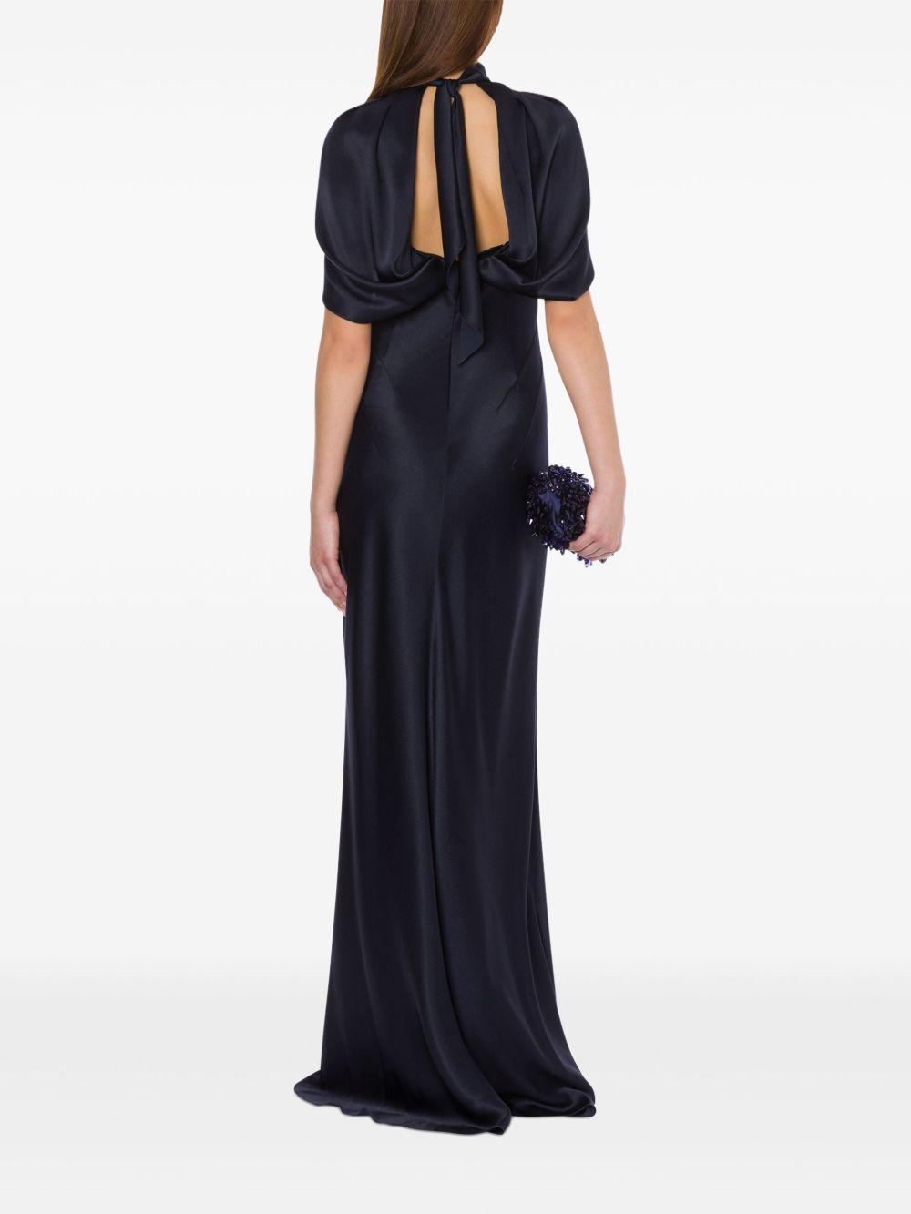 Abito in raso con maniche a mantella<BR/><BR/> J04031619 0510 BLUE ALBERTA FERRETTI 