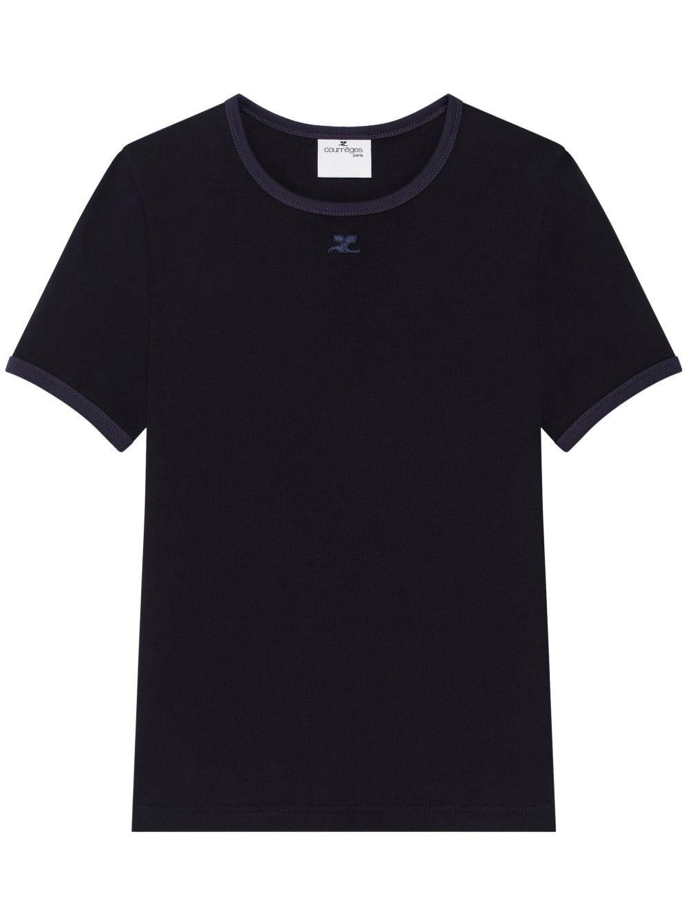 Signatutre Contrast T-Shirt 125JTS017JS0203 B175 BLACK NAVY COURREGES 