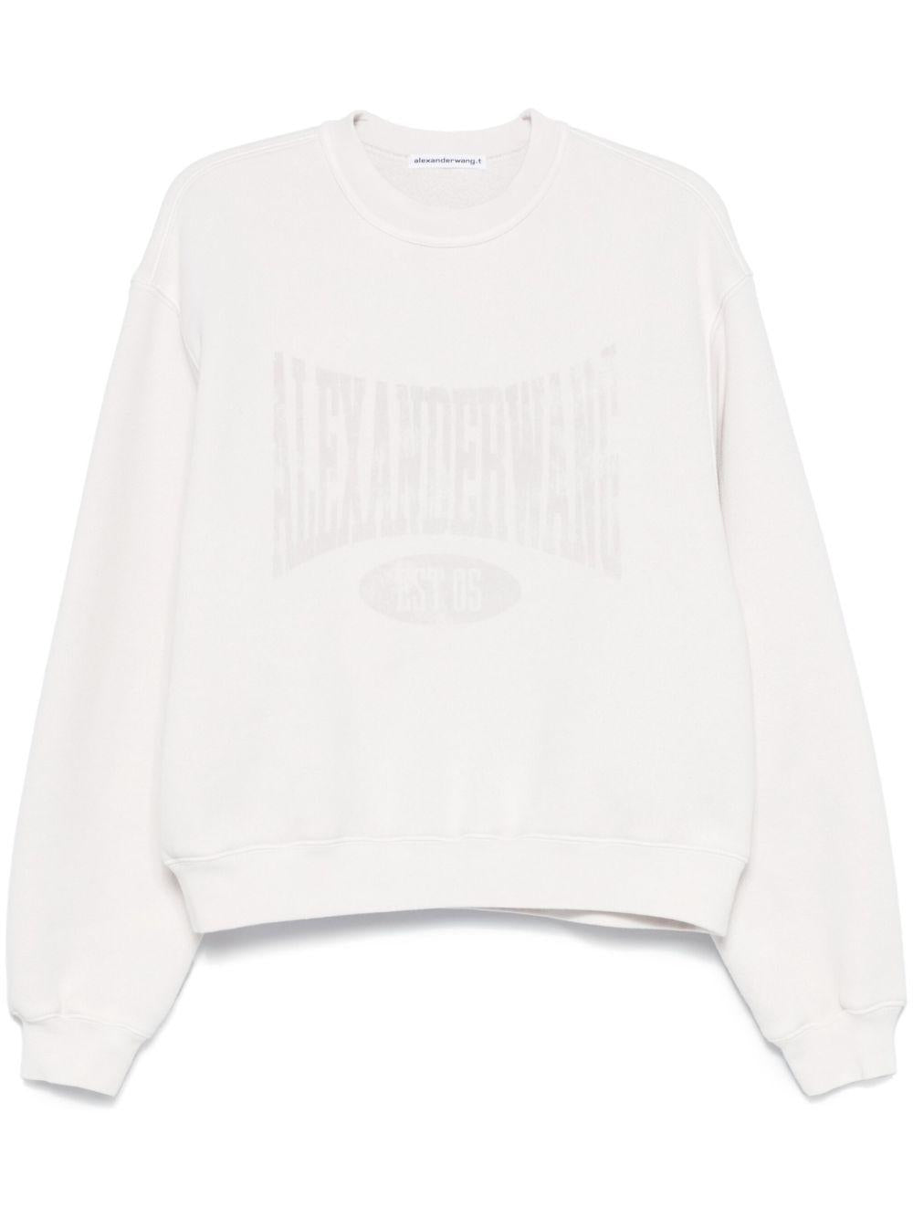 Felpa con logo effetto vissuto 4CC2251539 132 DIRTY WHITE ALEXANDER WANG 