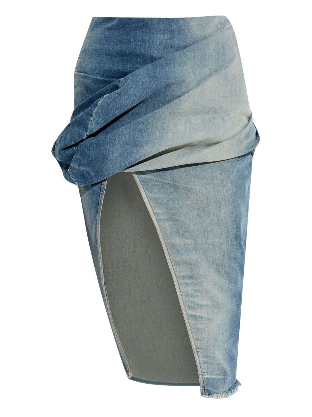 Low Twist midi skirt DS01E3349SDWB 06 INDIGO RICK OWENS DRKSHDW 