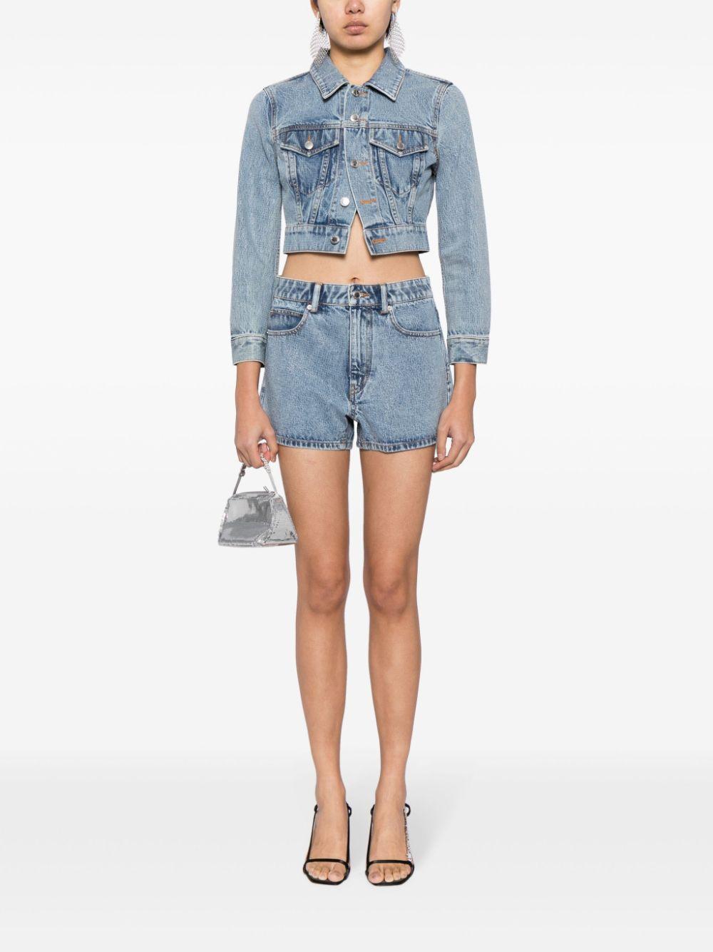 Shorts a vita alta in denim con termoapplicazione trasparente 1WC2244306 486 VINTAGE LIGHT INDIGO ALEXANDER WANG 