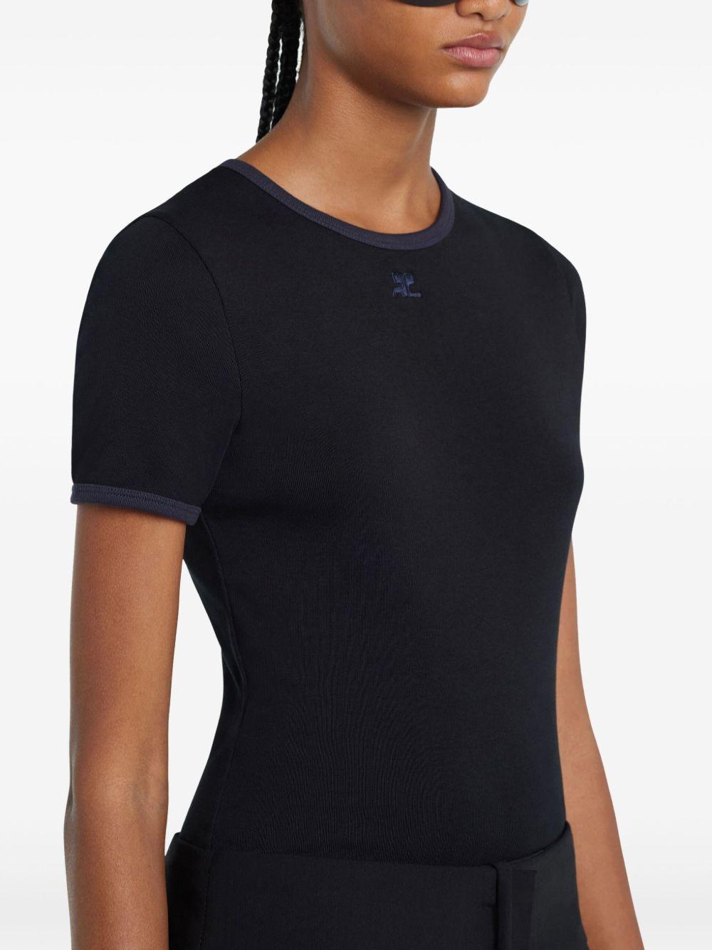 Signatutre Contrast T-Shirt 125JTS017JS0203 B175 BLACK NAVY COURREGES 