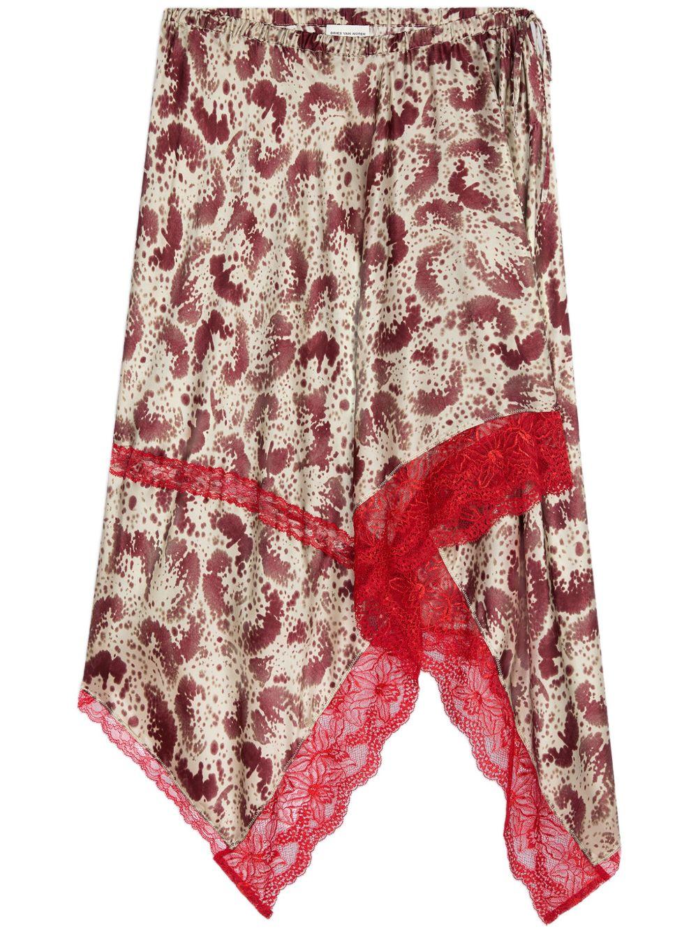 Asymmetrical silk skirt 2510108021163 358 BURGUNDY DRIES VAN NOTEN 