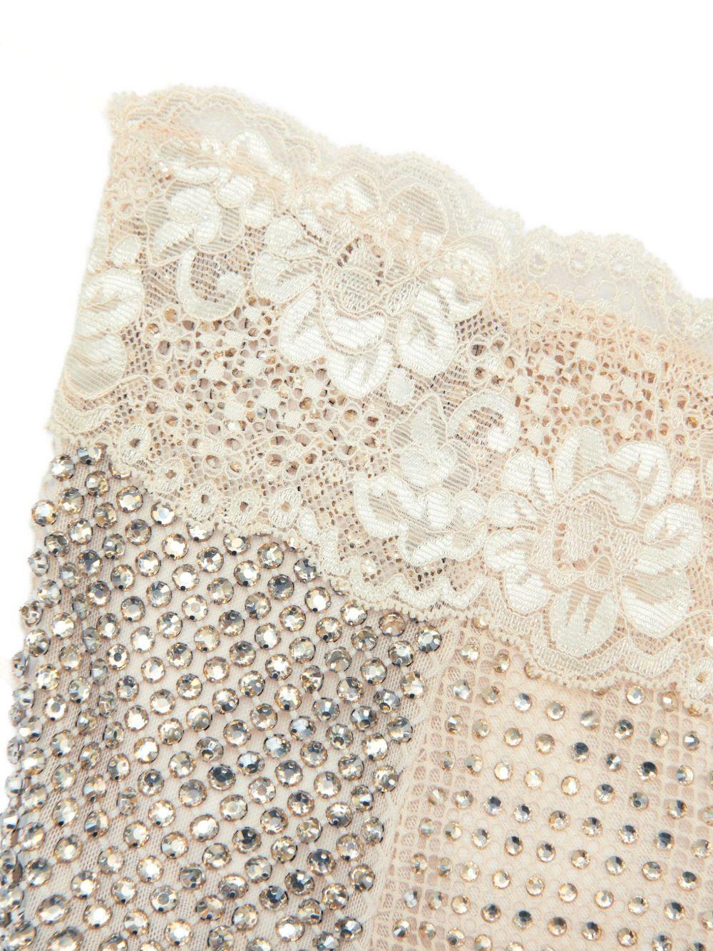 Abito Maxi Champagne con Strass e Profili in Pizzo SC25002XCH CHAMPAGNE SELF-PORTRAIT 