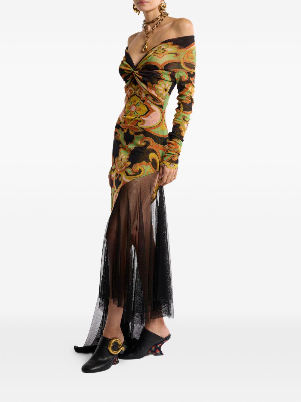 Abito midi asimmetrico in tulle con stampa floreale WRHA059699IAS67 X0812 ETRO 