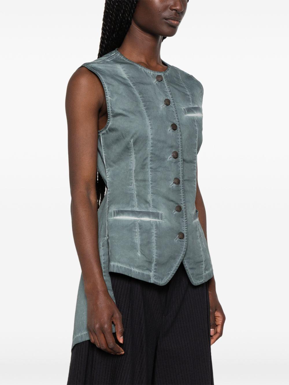 Kirai twisted-back waistcoat UW6057 UW380 STEEL BLUE UMA WANG 