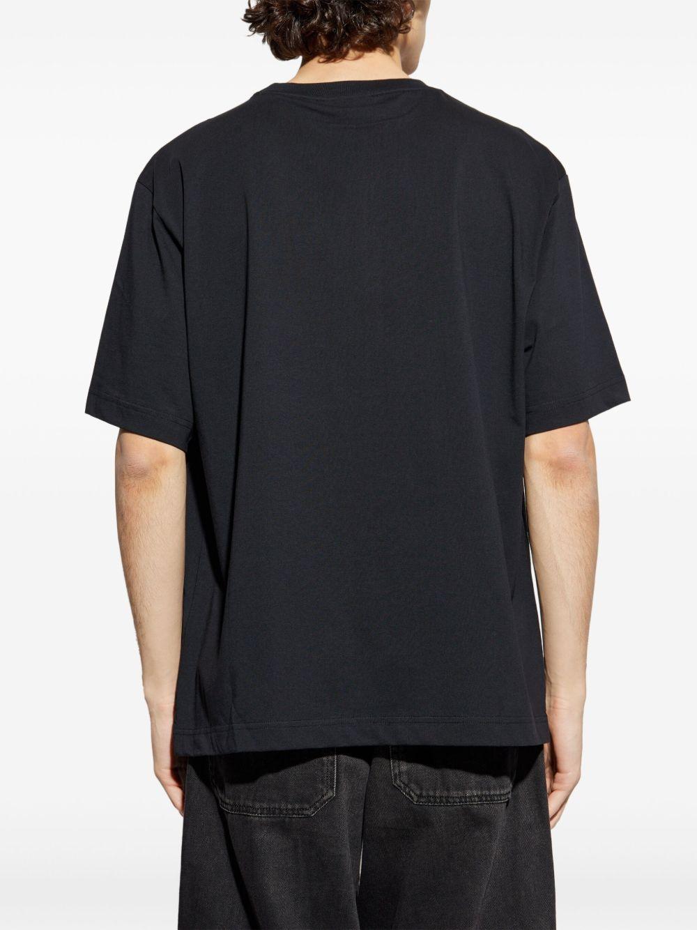 Profile Fox-Embossed T-shirt OM00116KJ7016 P199 BLACK MAISON KITSUNE 