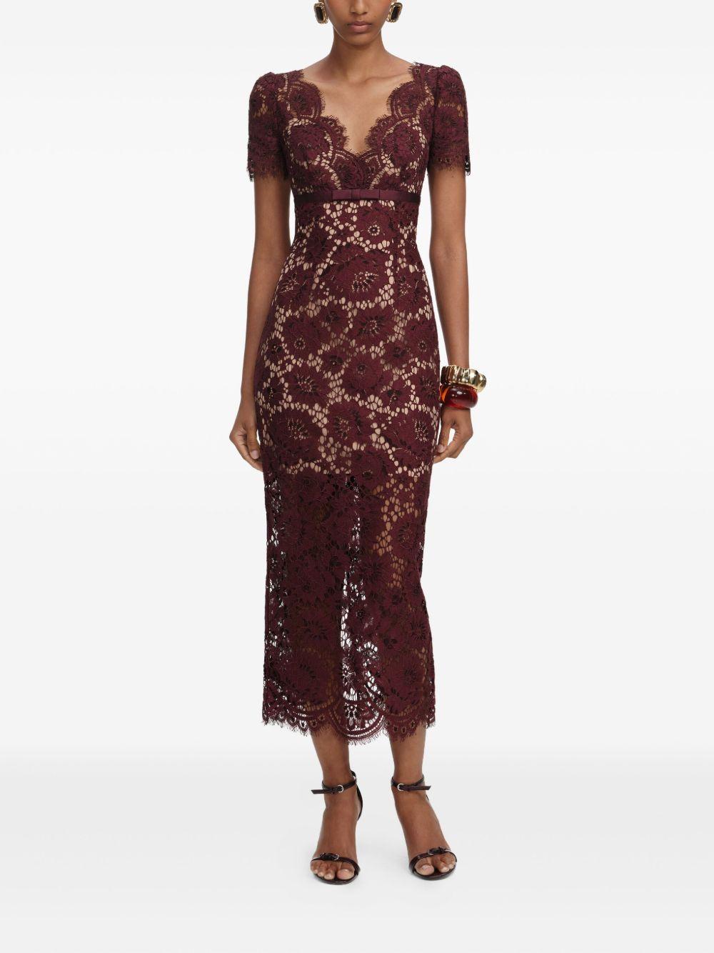 Burgundy Floral Lace Midi Dress AW25096MBU BURGUNDY SELF-PORTRAIT 